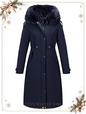 Women Winter Puffer Coat Long Parka Faux Fur Hood Water Resistant Quilted